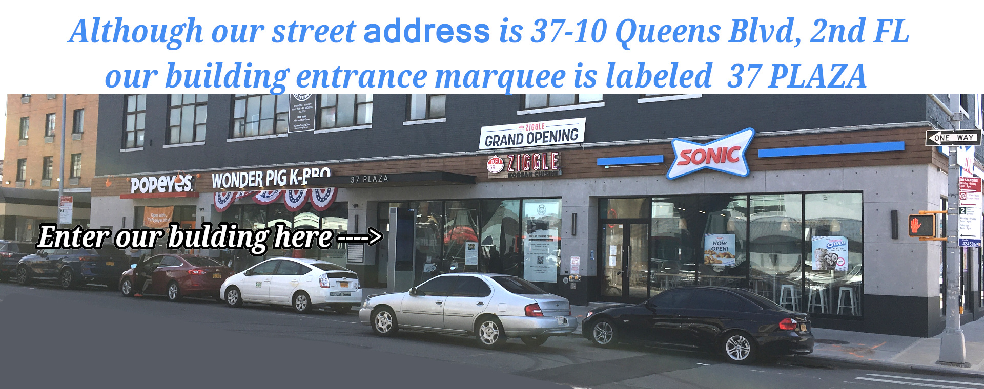 37 10 Queens Blvd Facade with Instructions